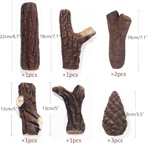 9-teiliges Keramik-Holz-Set für Bio-Ethanol-Kamine oder Gelkamine