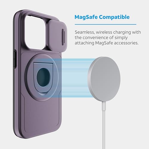 Étui pour iPhone 15 Pro Max antichoc violet avec cache caméra et anneau magnétique utilitaire