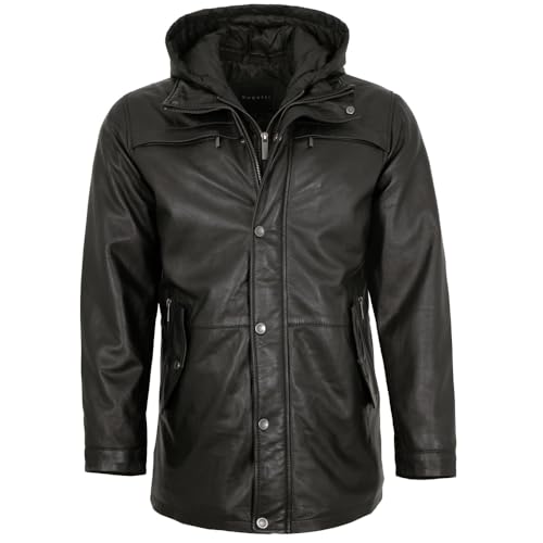 Preisvergleich Produktbild bugatti - Herren Echtleder Lederjacke Longjacke Lammnappa schwarz