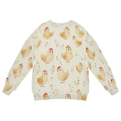 JUNZAN Cartoon Cute Chicken Beige Kids Boys Hooded Sweatshirt Fleece Kids Hoodies Boys Camping 4T2