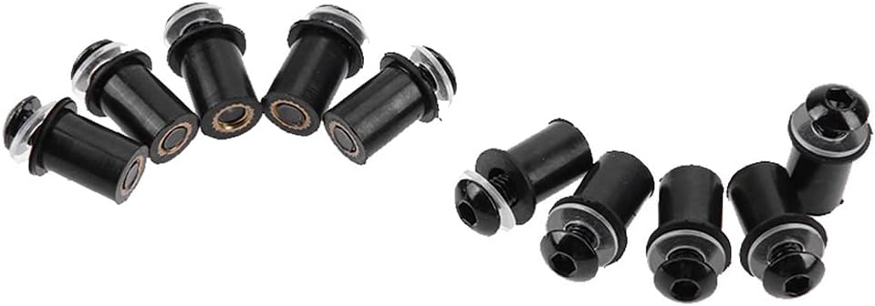 10PCS Motorcycle Windshield Bolts Screws Kit 5mm Black, Universal Fit for Motorcycle Windscreen Windshield, Aluminum Alloy Motorbike Windscreen Body Mounting Bolts Nuts with Wrench