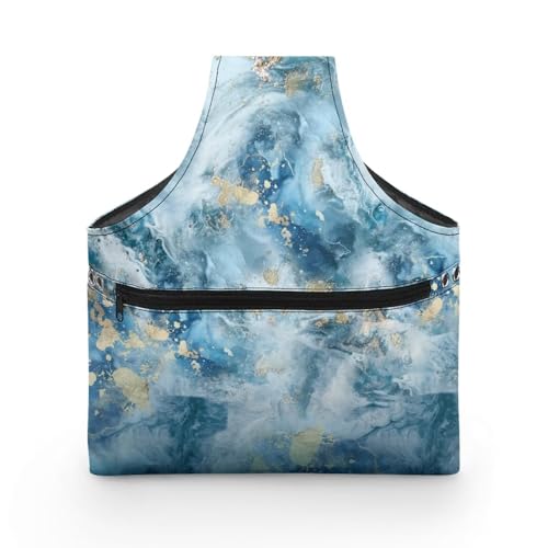 Image of KUIFORTI Yarn Bag, Portable Crochet Bag Organizer Blue Marble Yarn Storage Bag Organizer Knitting Accessories Travel Wrist Bag, Lightweight Yarn Tote Bags for Crocheting on The Go, Large Size