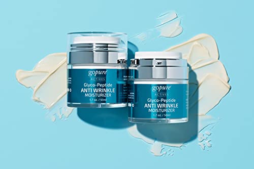 goPure Glyco-Peptide Anti Wrinkle Face Cream - Hyaluronic Acid Moisturizer for Face with Glycolic Acid, Peptides, and Vitamin E - Hydrating Facial Moisturizer with Anti-Aging Formula - 1.7 fl oz