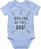 Baby Strampler Mädchen & Junge - You can do this Dad - Anleitung für Papa - 1/3 Monate - Babyblau - babybody mit aufdruck papa du schaffst das - BZ10 - Baby Body kurzarm für Jungen und Mädchen