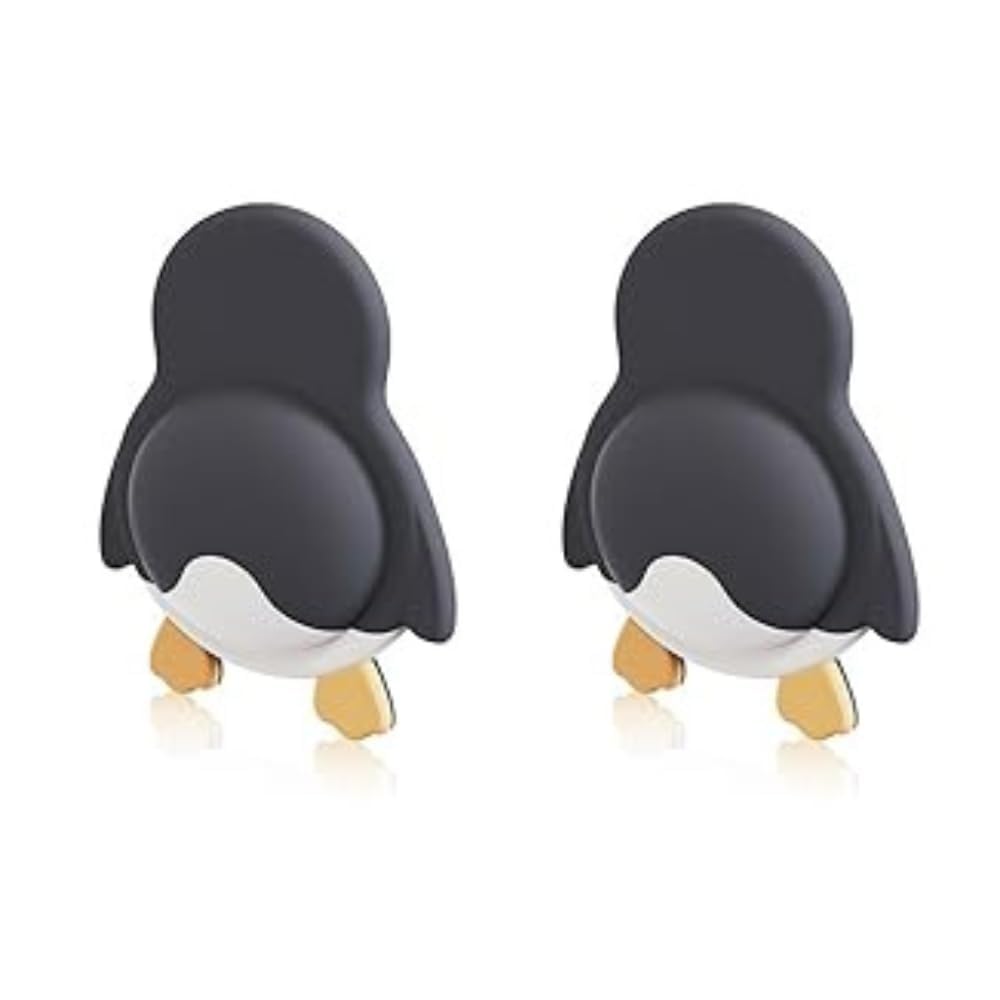 Penguin Shape Silicone Wall Protector Door Stopper | Soft Rubber Bumper for Door Handle, Fridge & Furniture | Noise & Scratch Protection (Pack of 2) (Penguin - Black)-image-18