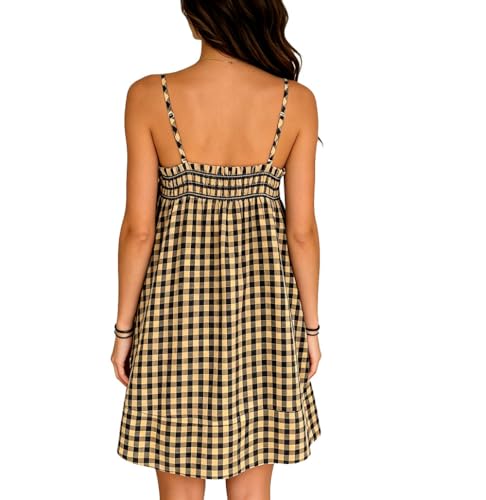 Image of Women Boho Floral Mini Cami Dress Spaghetti Strap Flowy Sling Dress Graphic Backless Summer Holiday Sundress