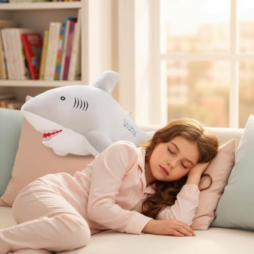 Image of RVA Ocean Shark Fish Soft Toy 60cm Grey | Stuffed Plush Animal for Kids & Adults | Kawaii Cute Animal Toy for Cuddles, Gifts & Room Decor for Birthdays, Thanksgivings and Every Event