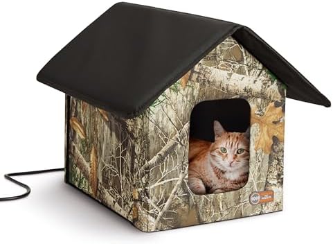 K&H Pet Products Heated Outdoor Cat House for Outside Pets in Win...
