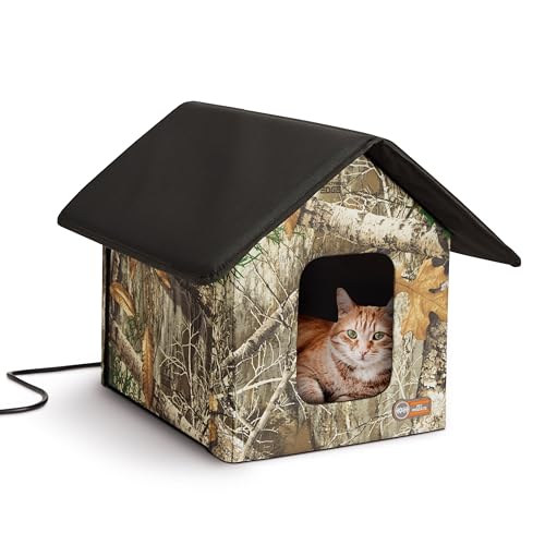 Heated outdoor cat house with 2 doors (19x22x17) - weatherproof insulated shelter