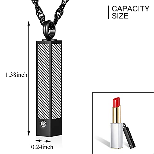 abooxiu Urn Necklace for Ashes Cube Cremation Jewelry for Ashes Minimalist Ashes Necklace Vertical Stainless Steel Memorial Ash Holder2