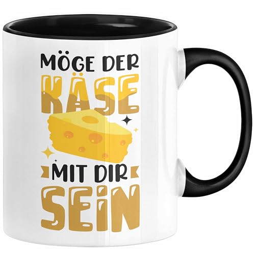 Käse-Liebhaber Geschenk Tasse Möge Der Käse Mir Dir Sein Kaffee-Becher (Schwarz)