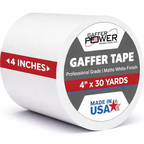 Gaffer Power White Gaffer Tape 4&rdquo; x 30 Yards &ndash; No Residue, High Visibility, Made in USA, Matte...