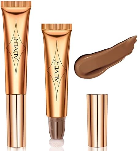Contour Beauty Wand, Liquid Face Concealer Contouring with Cushion Applicator, Gel Cream Contour Bronzer Stick With A Sponge Tip, Long Lasting Smooth Moisturize Gliding Face Makeup #01 Contour Wand (#01 Contouring Pen-Grey Brown)