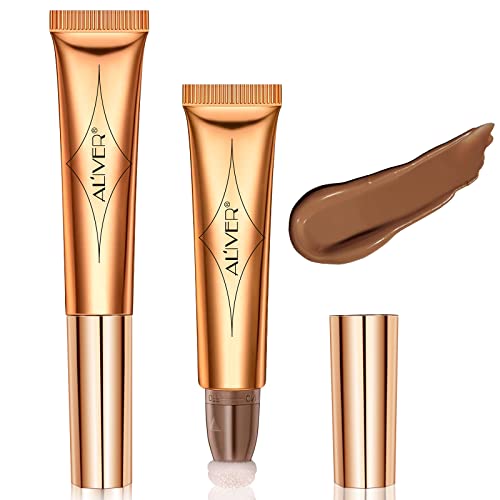 Contour Beauty Wand, Liquid Face Concealer Contouring With Cushion Applicator, Gel Cream Contour Bronzer Stick With A Sponge Tip, Long Lasting Smooth Moisturize Gliding Face Makeup #01 Contour Wand (#01 Contouring Pen-Grey Brown) #TOP3