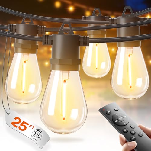addlon 25FT LED Outdoor String Lights Waterproof Dimmable Bulbs for Patio