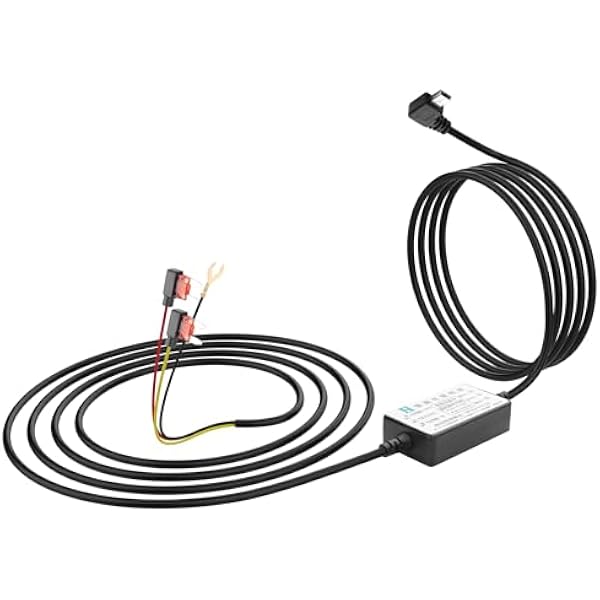 YAODHAOD Mini kamera samochodowa USB Acc Hardwire Kit,12 V/24 V do 5 V, uchwyt bezpiecznika z ochroną przed niskim napięciem, tryb parkowania 24 godzin do samochodu, kamery GPS
