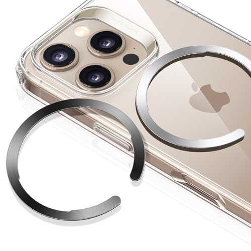 ESR for MagSafe Ring, Ultra-Thin(0.4mm) for MagSafe Sticker,2 Pack Universal Magnetic Wireless Charger Conversion Kit for iPhone 16/16e/15/14/13/12, Galaxy S24/S23, MagSafe Accessories, Black & Silver