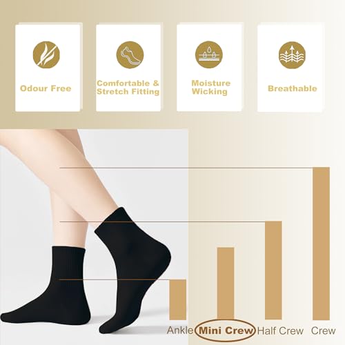 Image of Womens Cotton Anti-Pilling Quarter Crew Socks | Moisture-wicking, Odor-control, Lightweight, Office /gym, 7-pair, US 6-10