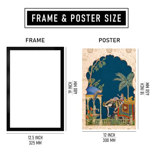 Image of inchRoyal Indian Elephant Premium Framed Wall Poster (12x18 Inch) | Traditional Indian Wall Art | Home & Office Decor for Bedroom, Living Room & Workspace | Ready-to-Hang Display Frame