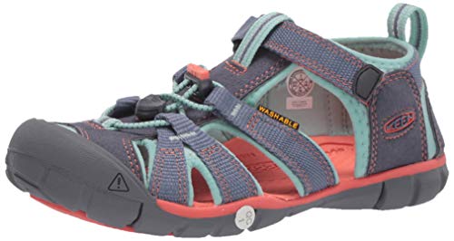 KEEN Little Kid's Seacamp 2 CNX Closed Toe Sandal, Flint Stone/Ocean Wave, 13 LK (Little Kid's) US