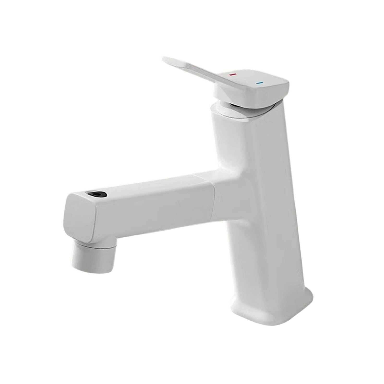 Msioytog White Pulls Out Bathroom Faucets Brass Single Handle Faucets Sink Lavatory Vessel Faucet Hot And Cold Water Mixer Tap Pulls Out Bathrooom Faucet