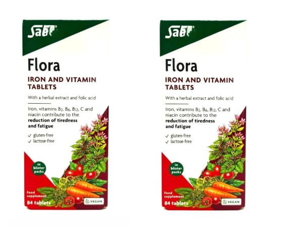 Tabletas multivitamínicas, hierro y vitaminas B2, B6, B12 y C, 84 unidades, paquete de 2, 168 en total