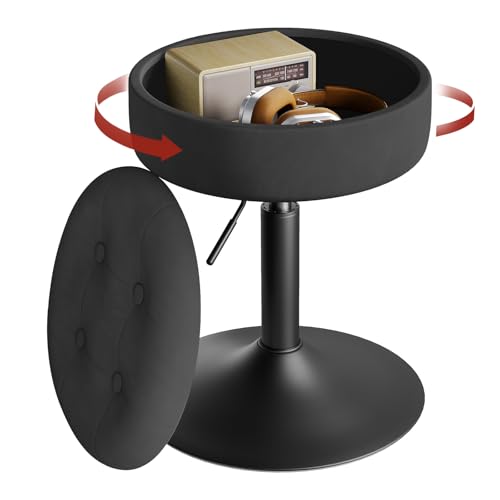 WOLTU Schminktisch Stuhl, Sitzhocker mit Stauraum, Hocker Höhenverstellbar aus Bequemem Samt, 360° drehbar, Für Schlafzimmer, Wohnzimmer, Esszimmer, Schwarz, BH329sz-1