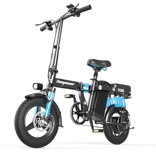 DEEPOWER Klappbares Elektrofahrrad, Elektrofahrräder, 48V 17.5Ah herausnehmbarer Akku, 250W Motor, Doppelscheibenbremsen, Ebike für Erwachsene (17.5Ah)