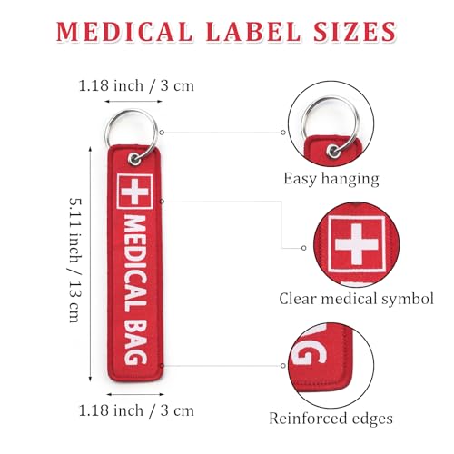2 Pack Medical Alert Bag Tags, Emergency Medical Equipment Luggage Tags for CPAP Respiratory Equipment, Diabetes, Allergy - Everyday Home and Travel Medical Device Luggage Tag2