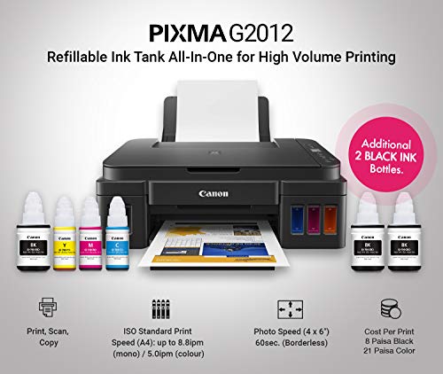 Image of Canon PIXMA MegaTank G2012 All in One (Print, Scan, Copy) Inktank Colour Printer with 2 Additional B