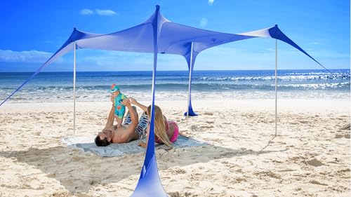 Image of SUN NINJA Beach Tent Sun Shelter, Beach Shade Canopy with UPF50+ Protection