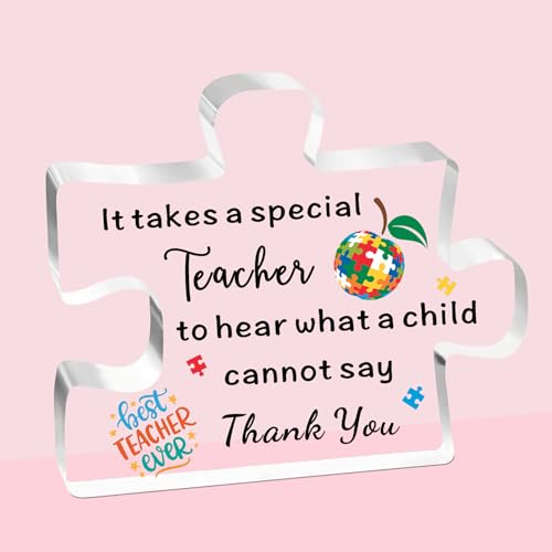 SDOFY Sen Teacher Gifts Thank You Autism Teacher Gifts Teacher Appreciation Autism Awareness Acrylic Plaque Gifts
