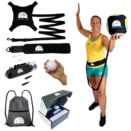 Volley Pro Premium Volleyball Rebounder & Serving Trainer.Solo Volleyball Spike Trainer for Indoor or Outdoor Spiking & Serve Practice.Volleyball Training Equipment Aid.Beginner Volleyball Server Kit