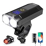 Bike Headlight, LED Bike Front Light 1000 Lumens Rechargeable Bike Light with 5200mAh Power Bank,...