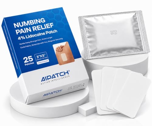 Image of AI Patch 4% Lidocaine Pain Relief Patches, 25 Count, 3 x 5 Inches