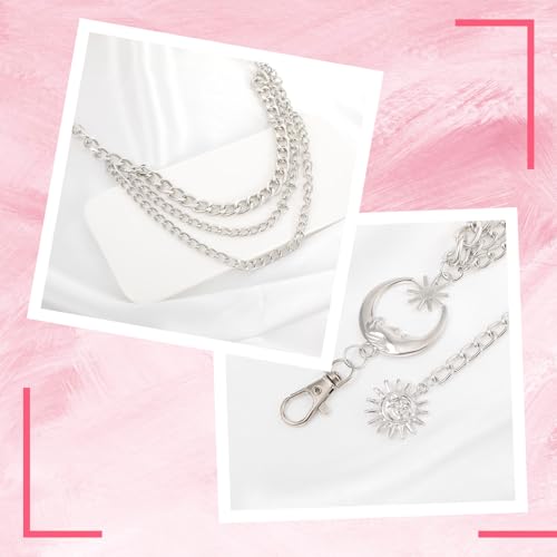 3 Layered Body Belly Belt Metal Waist Chain Moon and Sun Chain Silver Fashion Multilayer Link Belts Jewelry Accessories for Women Jeans Dresses Party Country Concert Outfits4