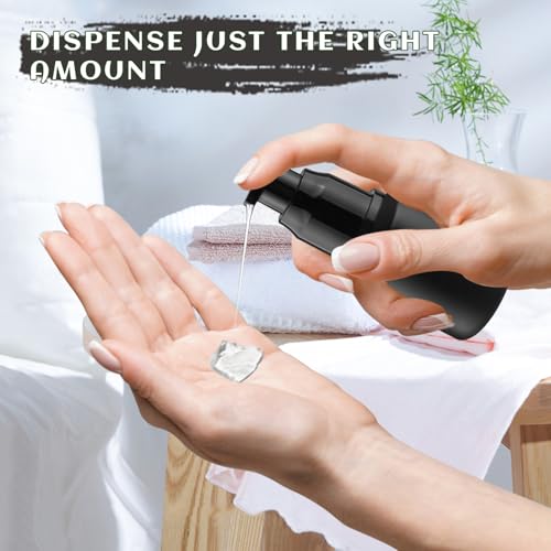 8 Pcs 30ml/1oz Frosted Glass Bottles Empty Pump Dispenser Jar Travel Lotion Vials with Plastic Pump for Toiletry Liquid Foundation Cream Cosmetic Samples - Black4