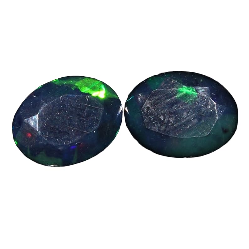 Opale noire facettée 6 x 8 mm opale éthiopienne naturelle paire ovale pour bijoux
