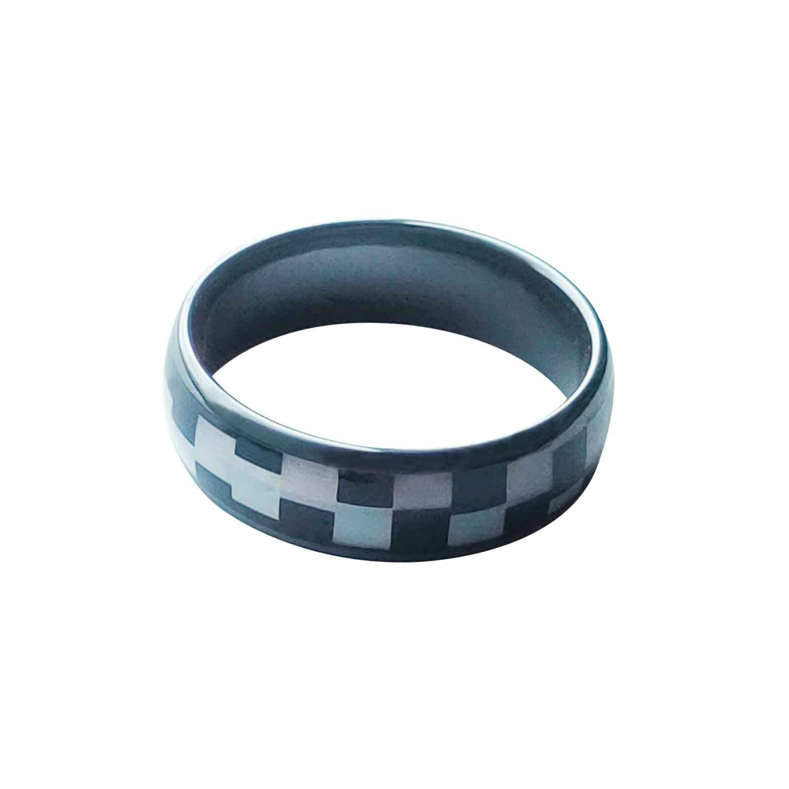 HECERE Waterproof Ceramic NFC Forum 215 Chip Universal for Mobile Phone, All-Round Sensing Technology Wearable Smart Ring, Ring for Men or Women (Black White 20mm)