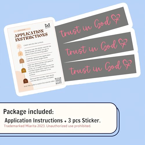 Image of Miarita 3X Trust in God Rearview Mirror Decal, Vanity Mirror Stickers, Rear View Mirror Sticker, Car Mirror Stickers (Trust in God Pink)