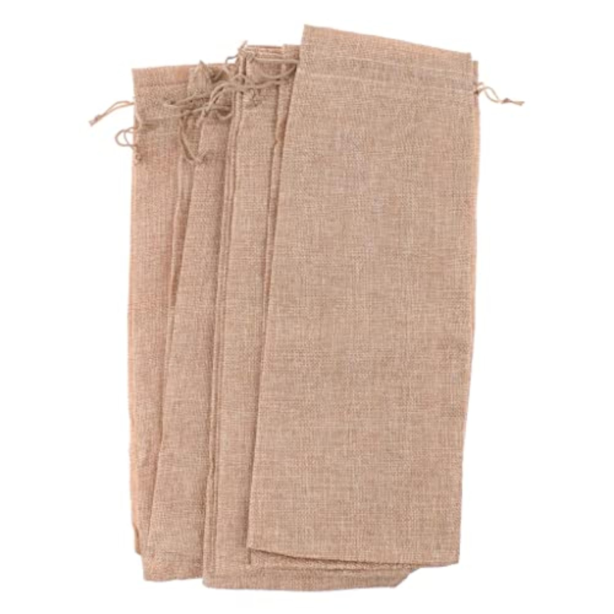 Rustic Burlap Wine Bag with Drawstrings Wedding Christmas Hostess Gift Bag
