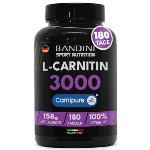 Bandini® L-CARNITIN Carnipure® 3000, 180 Kapseln, L-Carnitine, Sport-Supplement mit L Carnitin-Tartrat, reines Karnitin mit hoher Absorption und Bioverfügbarkeit, ohne Zusatzstoffe, 100{43a6d6c947be6d733095e17a50f8280cb550185f0d682eb7c1466811deaee396} Vegan Bandini® L-CARNITIN Carnipure® 3000, 180 Kapseln, L-Carnitine, Sport-Supplement mit L Carnitin-Tartrat, reines Karnitin mit hoher Absorption und Bioverfügbarkeit, ohne Zusatzstoffe, 100{43a6d6c947be6d733095e17a50f8280cb550185f0d682eb7c1466811deaee396} Vegan