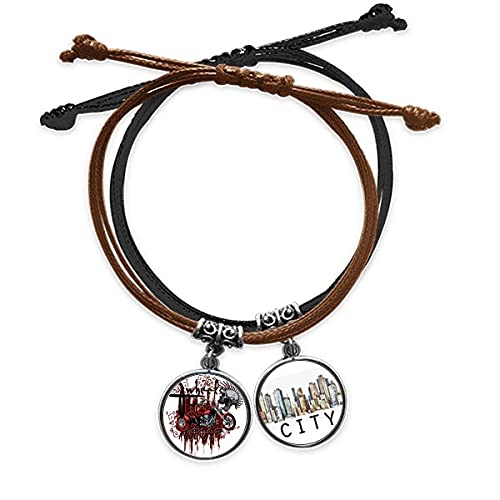 Bracelet corde bloody squelette en cuir sidi résistant style graffiti