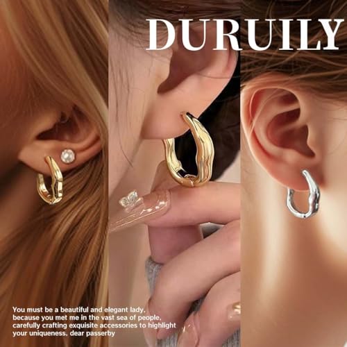 2-Pack Irregular Statement Earrings for Women 14K Gold Plated and Sterling Silver Plated Lightweight Hypoallergenic Jewelry Daily Earrings Set for Gift3