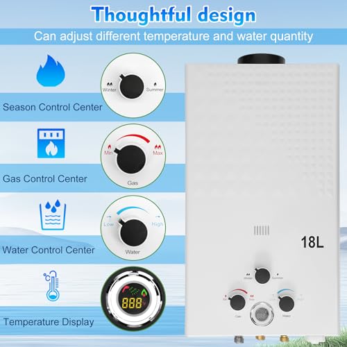 Virego 18L TANKLESS WATER HEATER Propane Gas, Portable 4.74 Gpm Gashot Water Heater Instant thumb #5