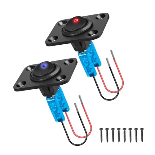 12V Waterproof Switch On Off: 2Pcs Round Rocker Toggle Switch Panel 12V -24V Light Switch for Car RV Camper Boats Trailer Caravan Tractor Truck