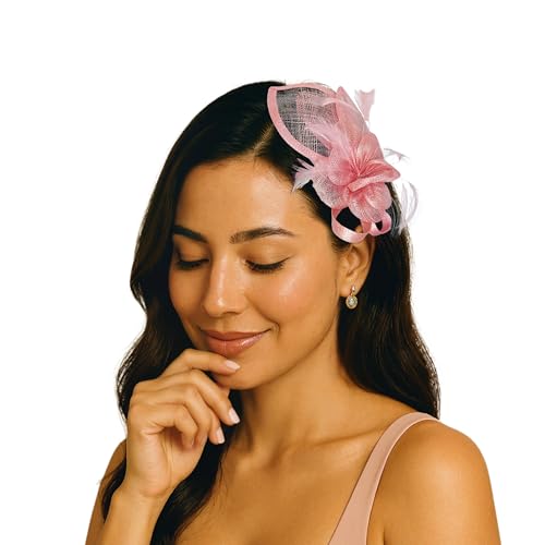 C.Garopl Accessories Fascinators Hats Women Vintage Wedding Fashion Headband Clip Church Cocktail Dresses Headwear Tea Party (Pink-01)