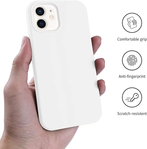 Image of Premium Liquid Silicone Case for iPhone 12 & 12 Pro - Slim Full Body Protective Back Cover with Soft Microfiber Lining, Anti-Slip Grip Scratch Resistant Phone Case(White)