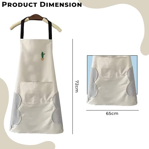 Image of Kraptick Kitchen Apron - Comfortable Cooking Waterproof Apron for Men and Women With Pocket and Side Coral Velvet for Wiping