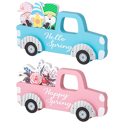 Hogardeck HGTD-256 Spring Decorations For Home, Hogardeck 2 Pcs Rustic Happy Spring Table Decor Wood Sign cover